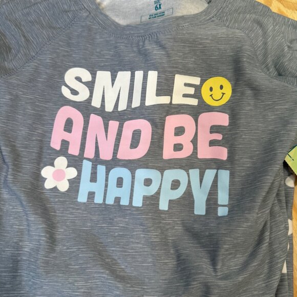 Extremely Me Girls 2-Piece Pajama Set Smile And Be Happy Size 6X Polyester/Spand - Picture 3 of 4